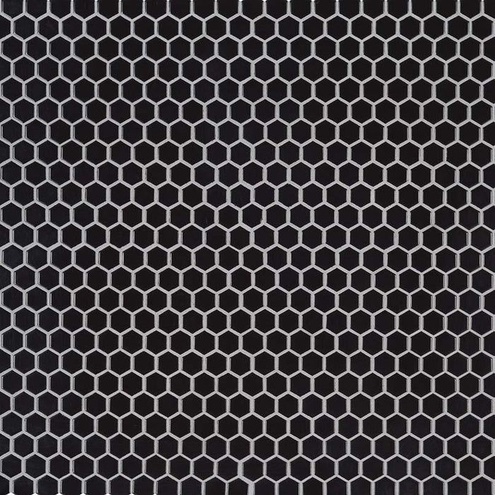 Domino Black 1x1 Hexagon Matte Porcelain  Mosaic
