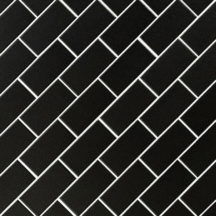 Domino Black 2x4 Subway Matte Porcelain  Mosaic