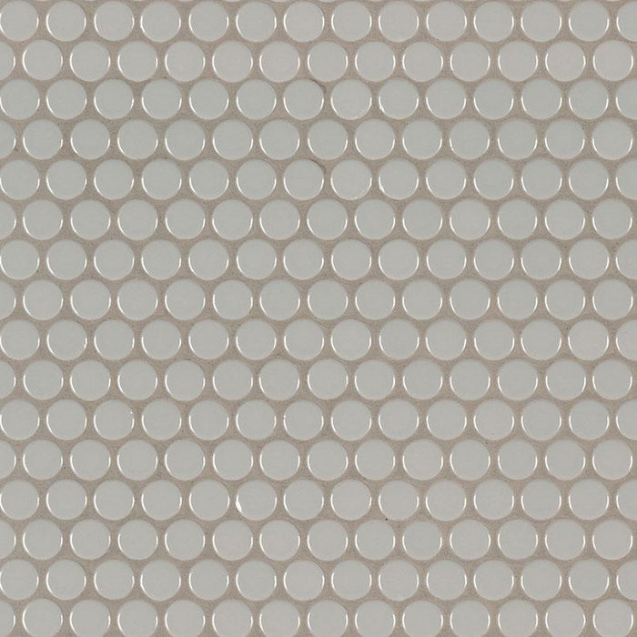 Domino Gray Pennyround Glossy Porcelain  Mosaic