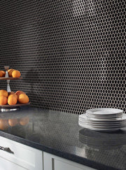Domino Nero Pennyround Glossy Porcelain  Mosaic