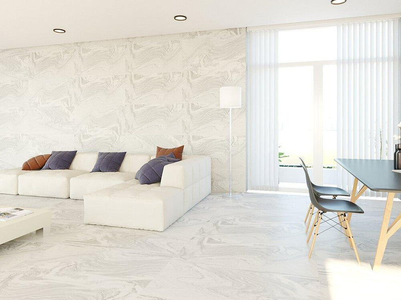 Domino Soft White Semi Polished 24x48 Porcelain  Tile