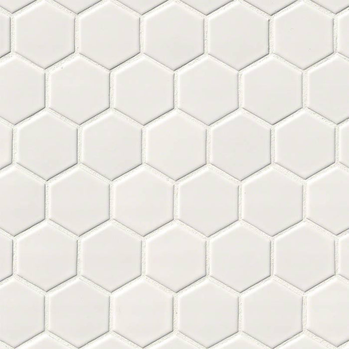 Domino White 2x2 Hexagon Glossy Porcelain  Mosaic