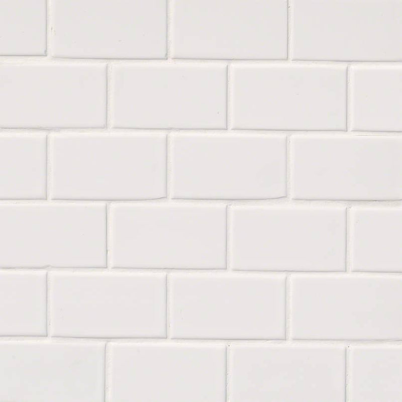 Domino White 2x4 Subway Glossy Porcelain  Mosaic
