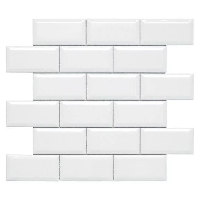 Domino White 2x4 Subway Glossy Porcelain  Mosaic