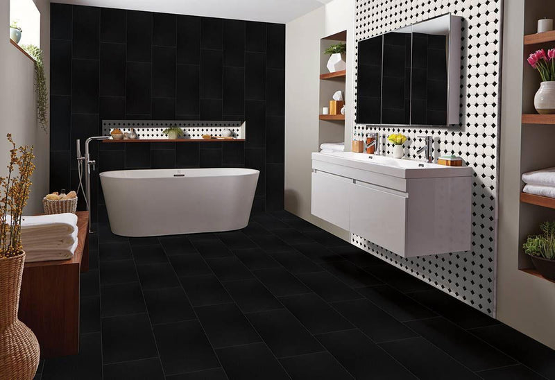 Domino White And Black Octagon Matte Porcelain  Mosaic