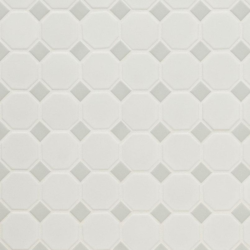 Domino White And Gray 2x2 Octagon Matte Porcelain  Mosaic