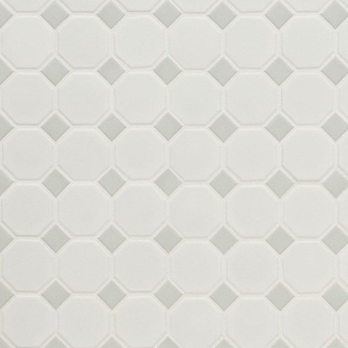 Domino White And Gray 2x2 Octagon Matte Porcelain  Mosaic