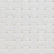 Domino White And Gray Basketweave Matte Porcelain  Mosaic