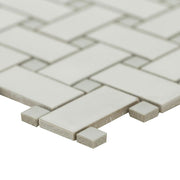 Domino White And Gray Basketweave Matte Porcelain  Mosaic