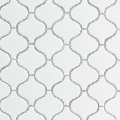 Domino White Arabesque Glossy Porcelain  Mosaic