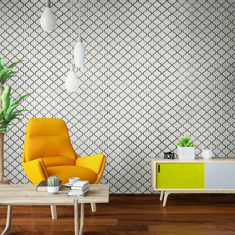 Domino White Arabesque Glossy Porcelain  Mosaic