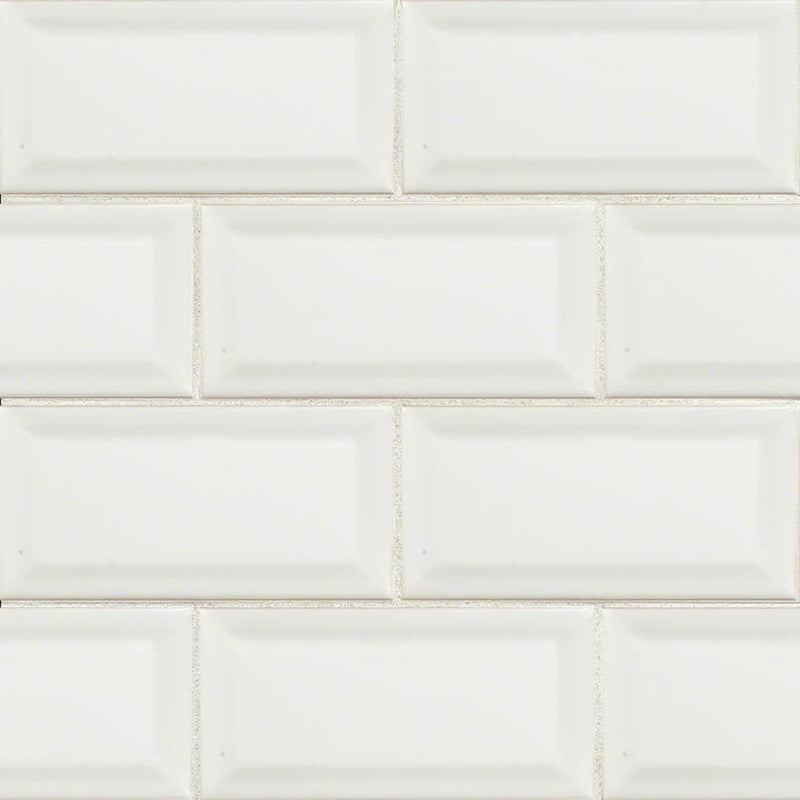 Domino White Glossy 3x6 Ceramic  Tile