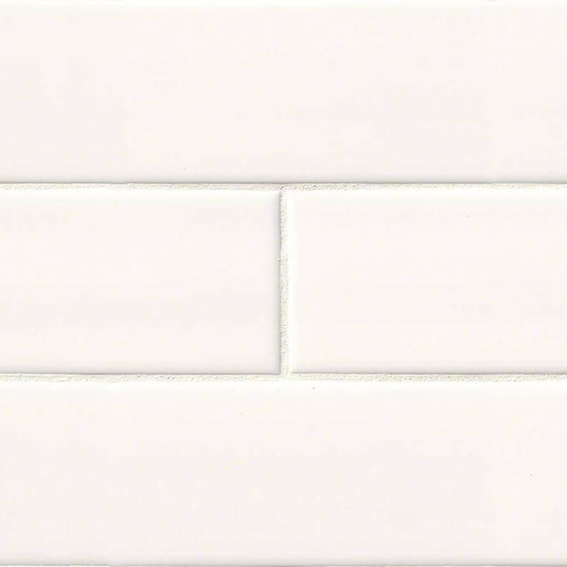 Domino White Glossy 4x12 Ceramic  Tile