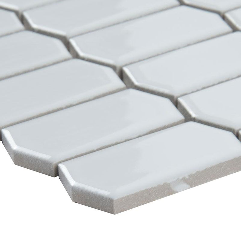 Domino White Picket Glossy Porcelain  Mosaic