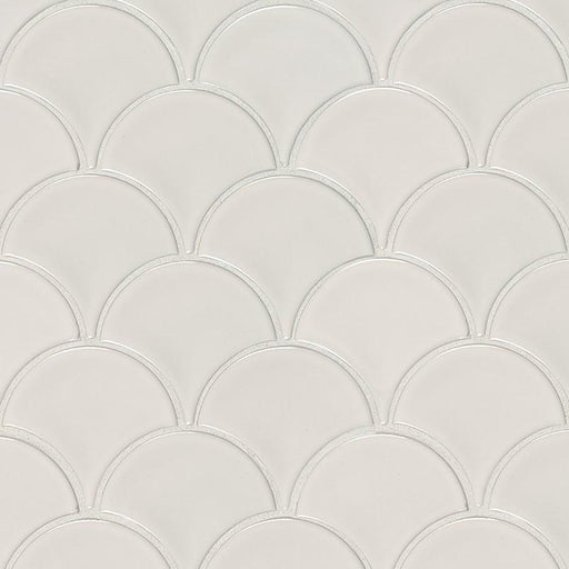 Domino White Scale Glossy Porcelain  Mosaic