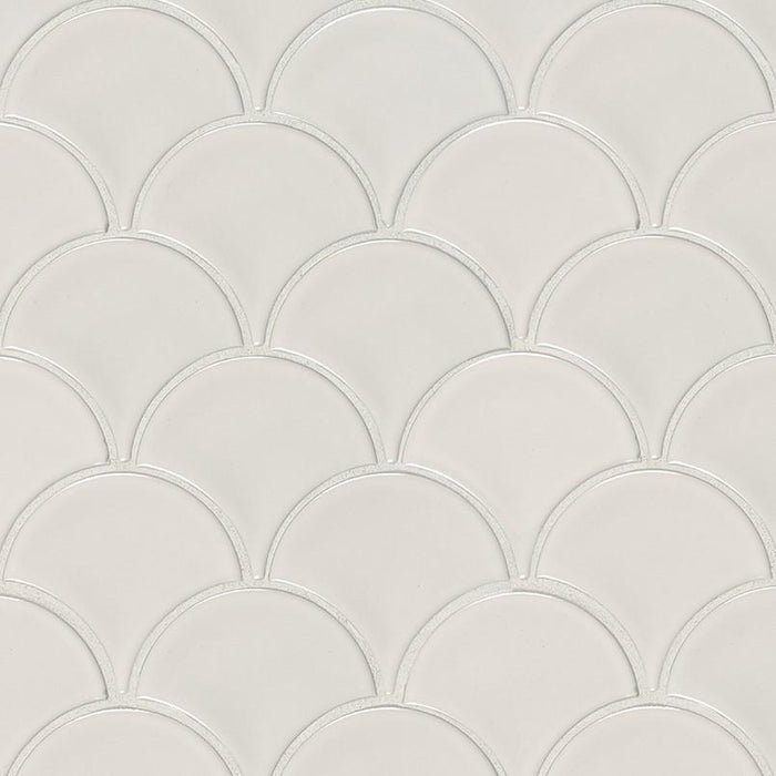 Domino White Scale Glossy Porcelain  Mosaic