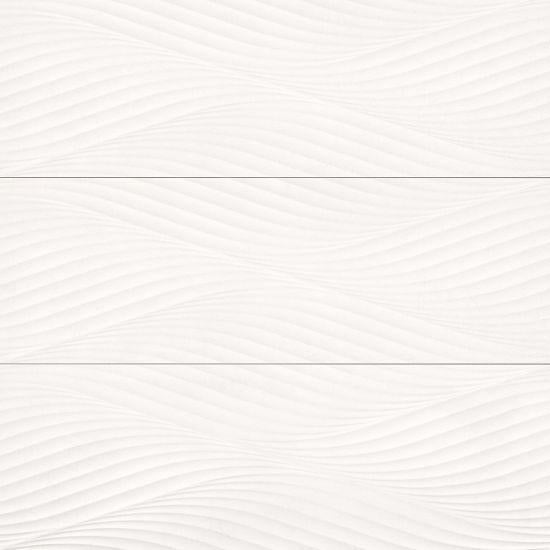 Donna White Wave Deco Matte 13x40 Ceramic  Tile