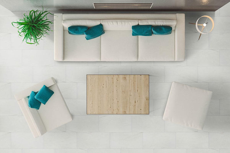 Durban White Polished 12x24 Porcelain  Tile