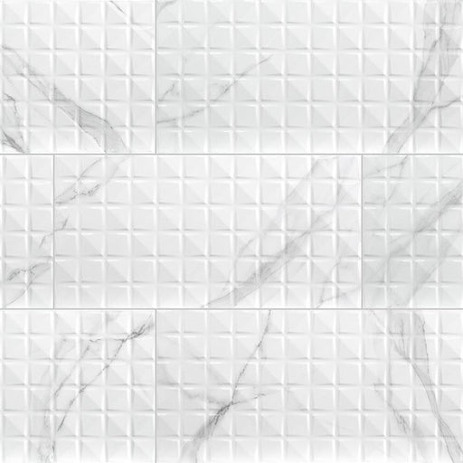 Dymo Statuary Chex White Glossy 12x24 Ceramic  Tile