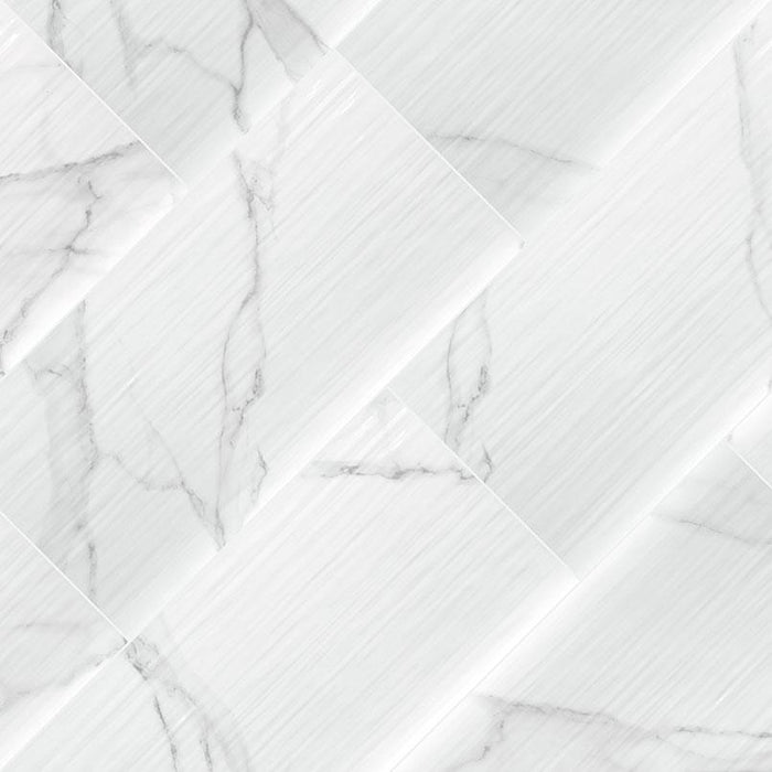 Dymo Statuary Stripe White Glossy 12x24 Ceramic  Tile