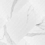 Dymo Statuary Wavy White Glossy 12x24 Ceramic  Tile