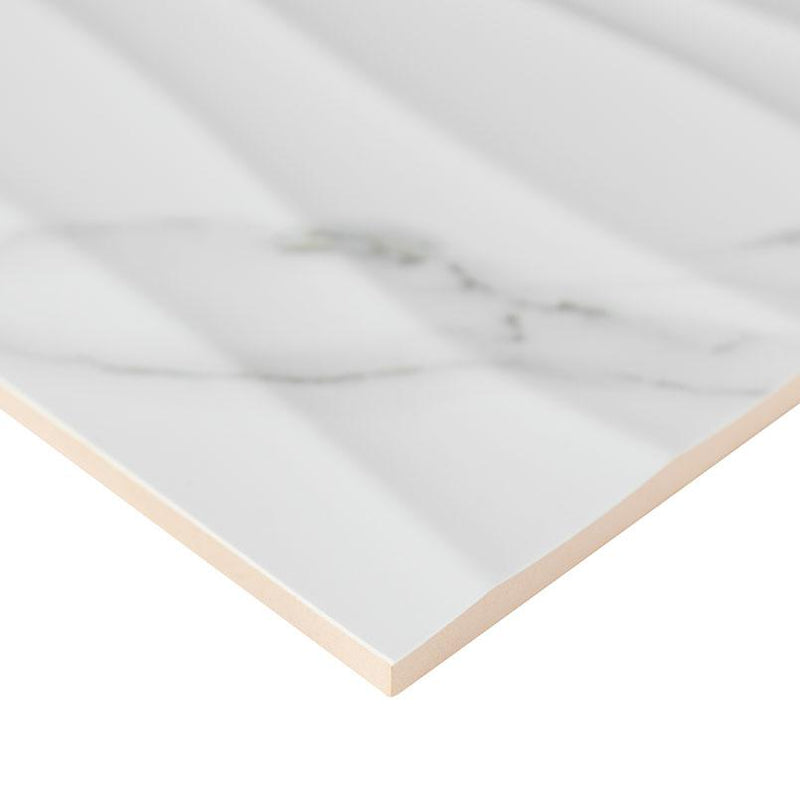 Dymo Statuary Wavy White Glossy 12x24 Ceramic  Tile