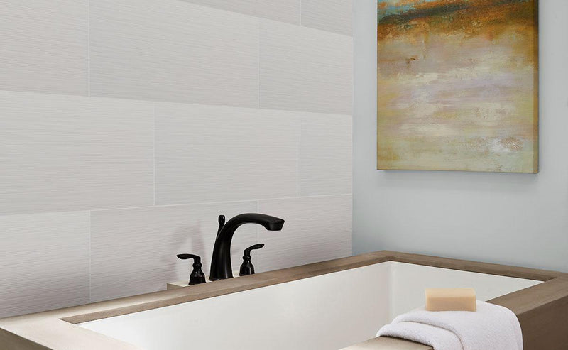 Dymo Stripe White Glossy 12x24 Ceramic  Tile