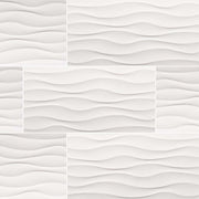 Dymo Wavy White Glossy 12x24 Ceramic  Tile