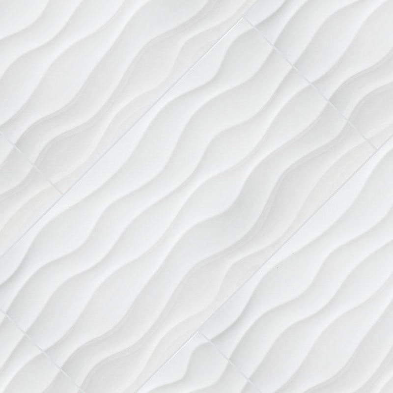 Dymo Wavy White Glossy 12x24 Ceramic  Tile