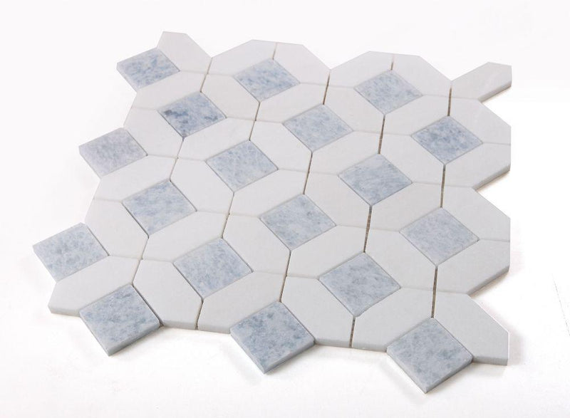 Eclipse Crystal Ocean Hexagon Polished Marble  Mosaic