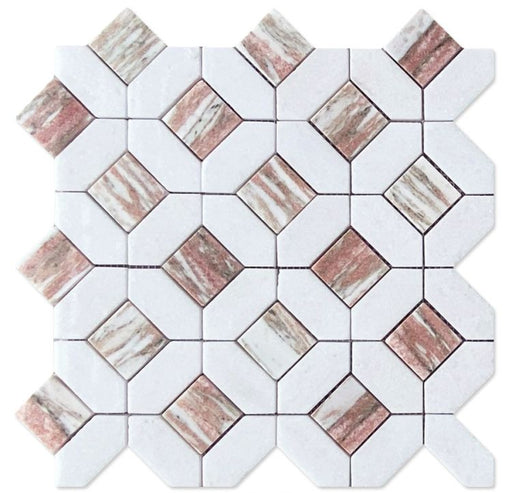 Eclipse Rose Hexagon Polished Marble  Mosaic