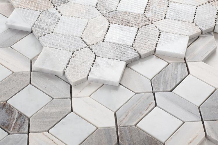 Eclipse Sky Hexagon Polished Marble  Mosaic