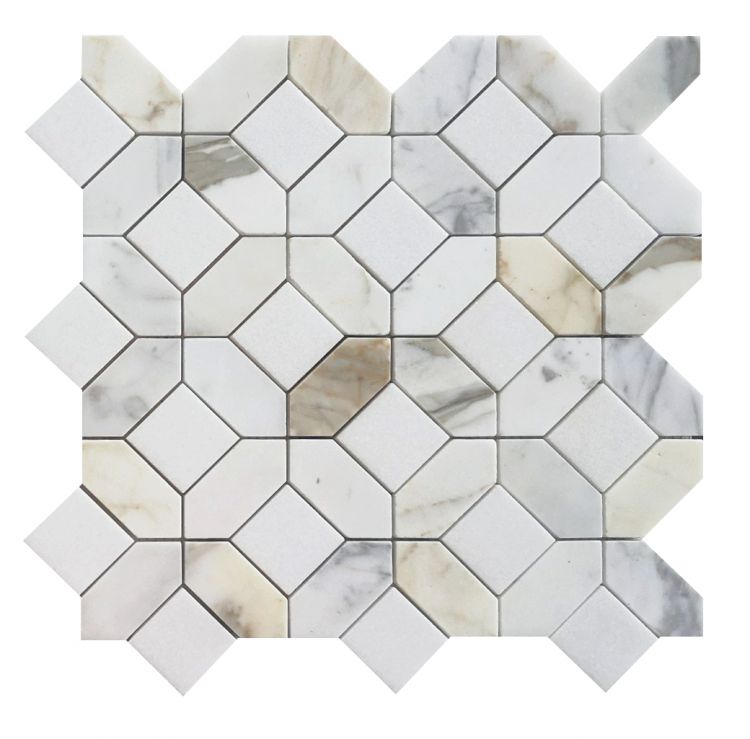 Wooden White Marble Mosaic Tile