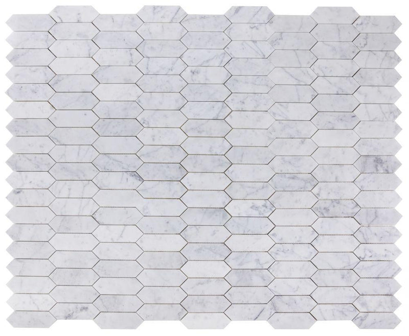 Elongated Hex Carrara Elongated Hexagon Honed Marble  Mosaic