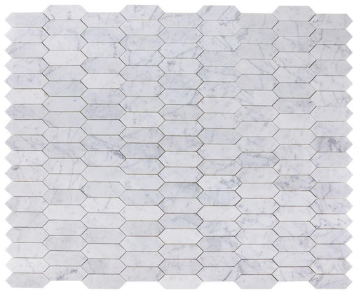 Elongated Hex Carrara Elongated Hexagon Honed Marble  Mosaic