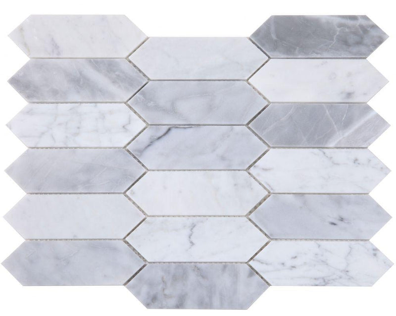 Elongated Hex Dusk Elongated Hexagon Polished Marble  Mosaic