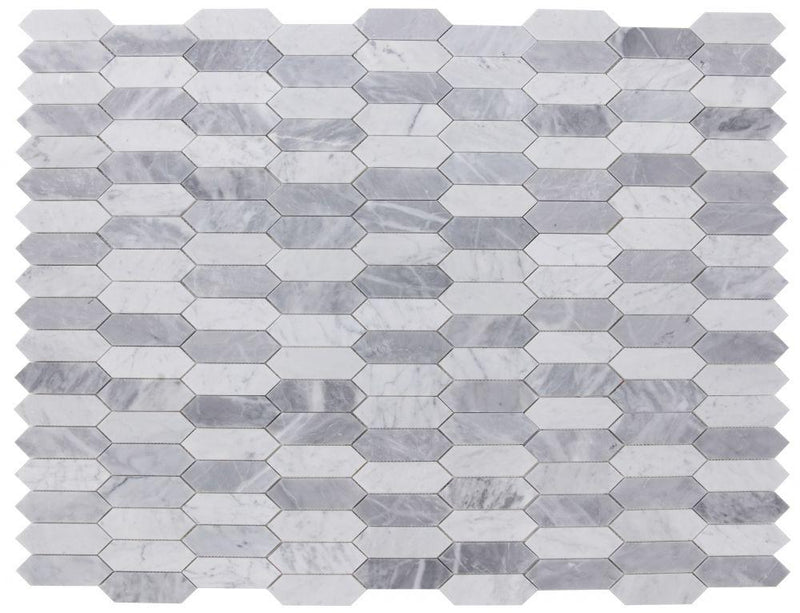 Elongated Hex Dusk Elongated Hexagon Polished Marble  Mosaic