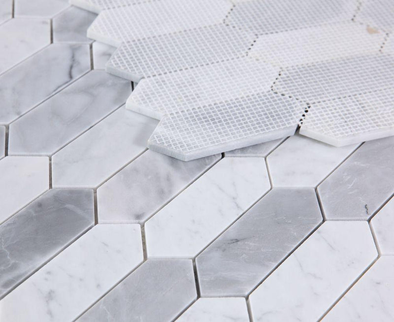 Elongated Hex Dusk Elongated Hexagon Polished Marble  Mosaic