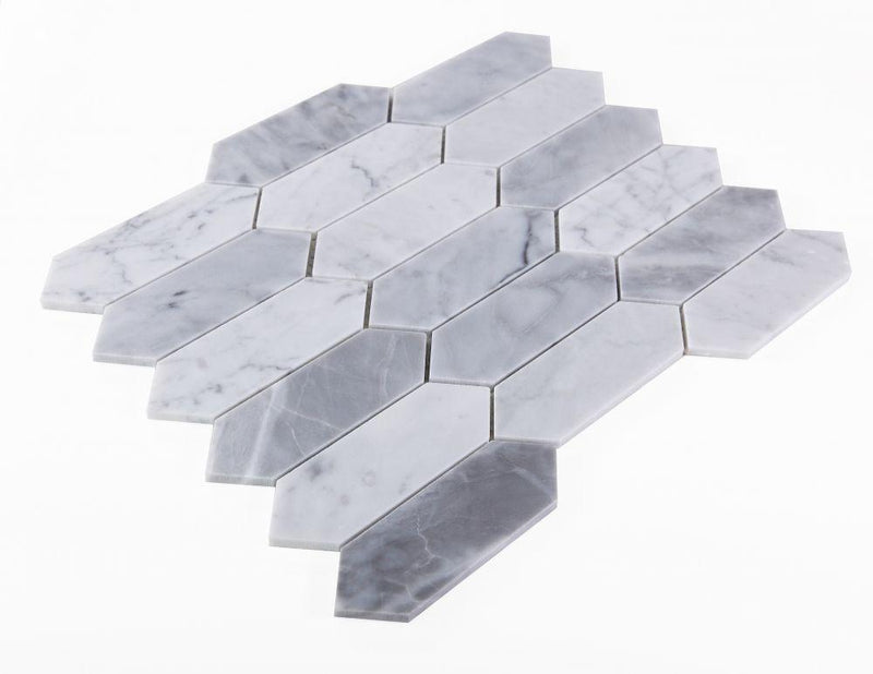 Elongated Hex Dusk Elongated Hexagon Polished Marble  Mosaic