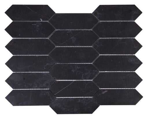 Elongated Hex Marquina Elongated Hexagon Honed Marble  Mosaic