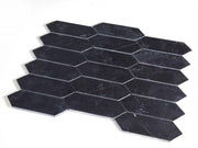 Elongated Hex Marquina Elongated Hexagon Honed Marble  Mosaic