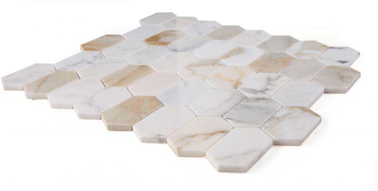 Elongated Hex Montage Calacatta Gold Elongated Hexagon Polished Marble  Mosaic