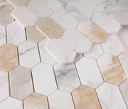 Elongated Hex Montage Calacatta Gold Elongated Hexagon Polished Marble  Mosaic