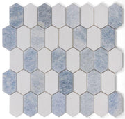 Elongated Hex Montage Crystal Ocean Elongated Hexagon Polished Marble  Mosaic