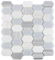 Elongated Hex Montage Light Elongated Hexagon Honed Glass  Mosaic