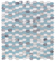 Elongated Hex Montage Sky Elongated Hexagon Polished Glass  Mosaic