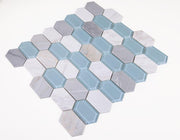 Elongated Hex Montage Sky Elongated Hexagon Polished Glass  Mosaic