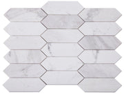 Elongated Hex White Elongated Hexagon Polished Marble  Mosaic