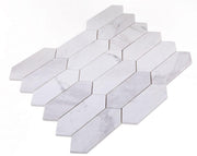 Elongated Hex White Elongated Hexagon Polished Marble  Mosaic