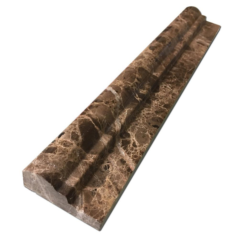 Emperador Dark Marble Trim 2x12 Polished     Single-Step Chair Rail